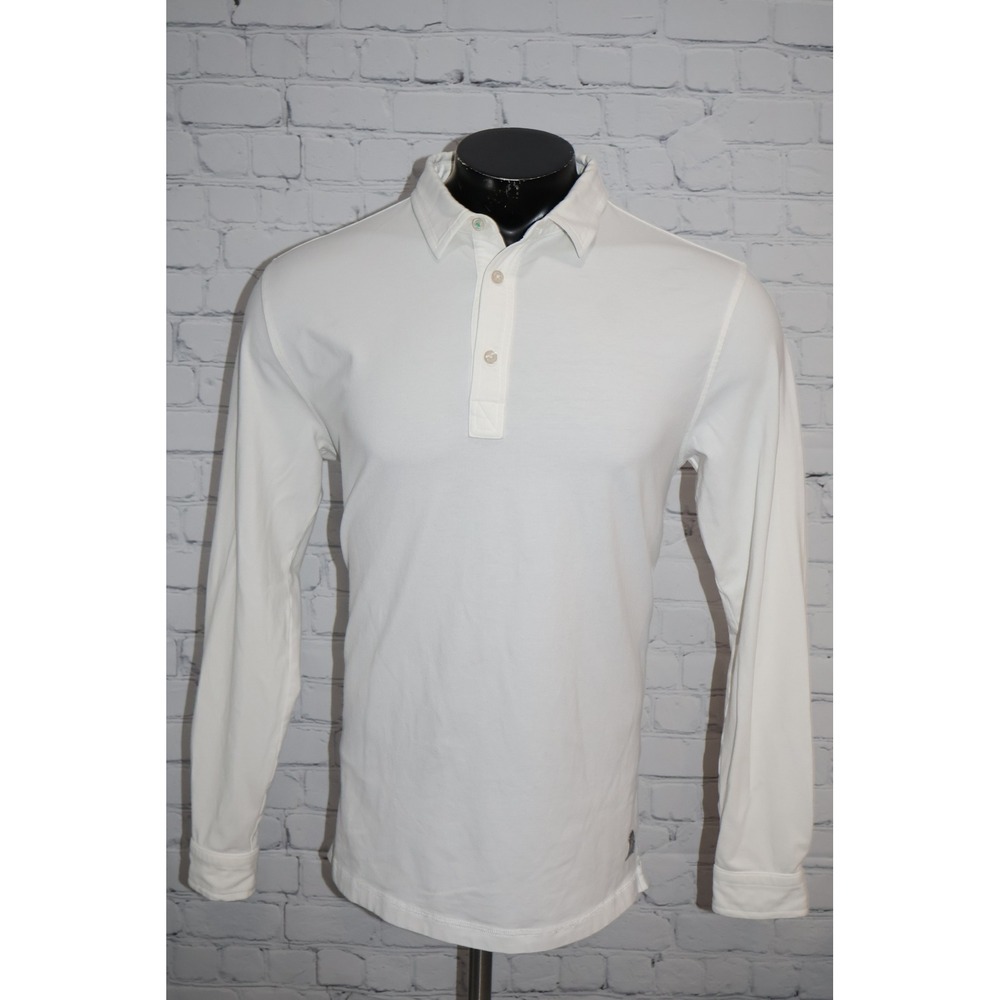 Linksoul Polo Shirt Mens Medium White Long Sleeve Tempus Fugit Golf **